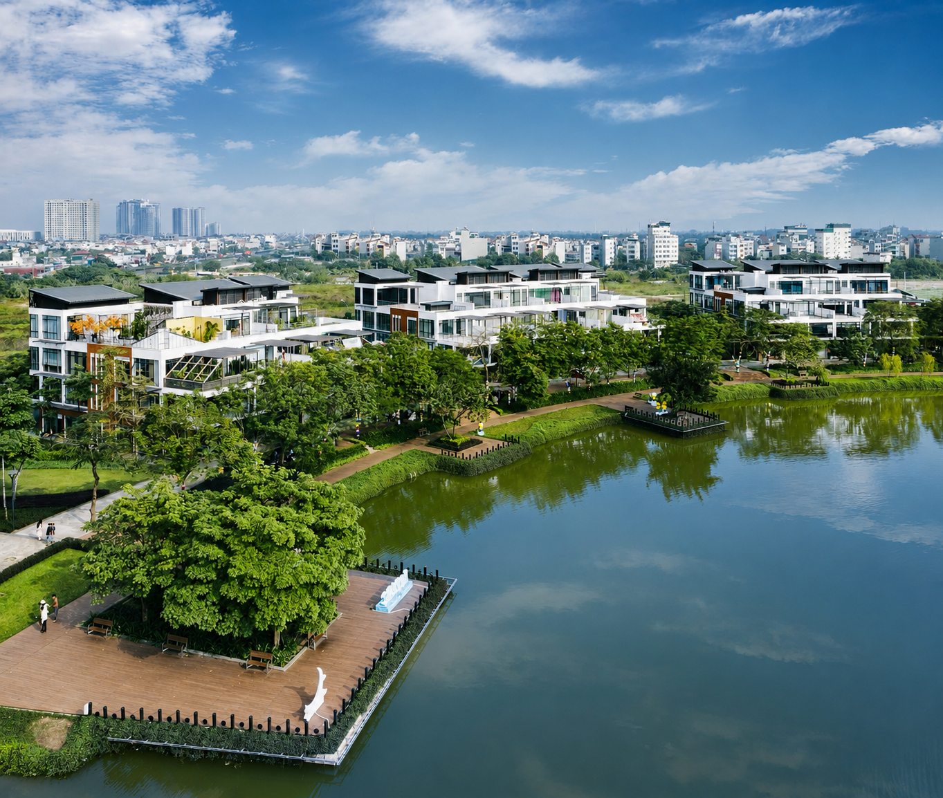 Hình ảnh thực tế biệt thự liên kề mặt hồ Gamuda Lakes Yên Sở