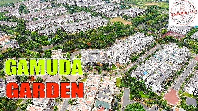 Toàn cảnh phân khu Gamuda Gardens trong khu đô thị Gamuda City Yên Sở Hoàng Mai Hà Nội – biệt thự song lập, chung cư The One và The Two Residences nhìn từ trên cao