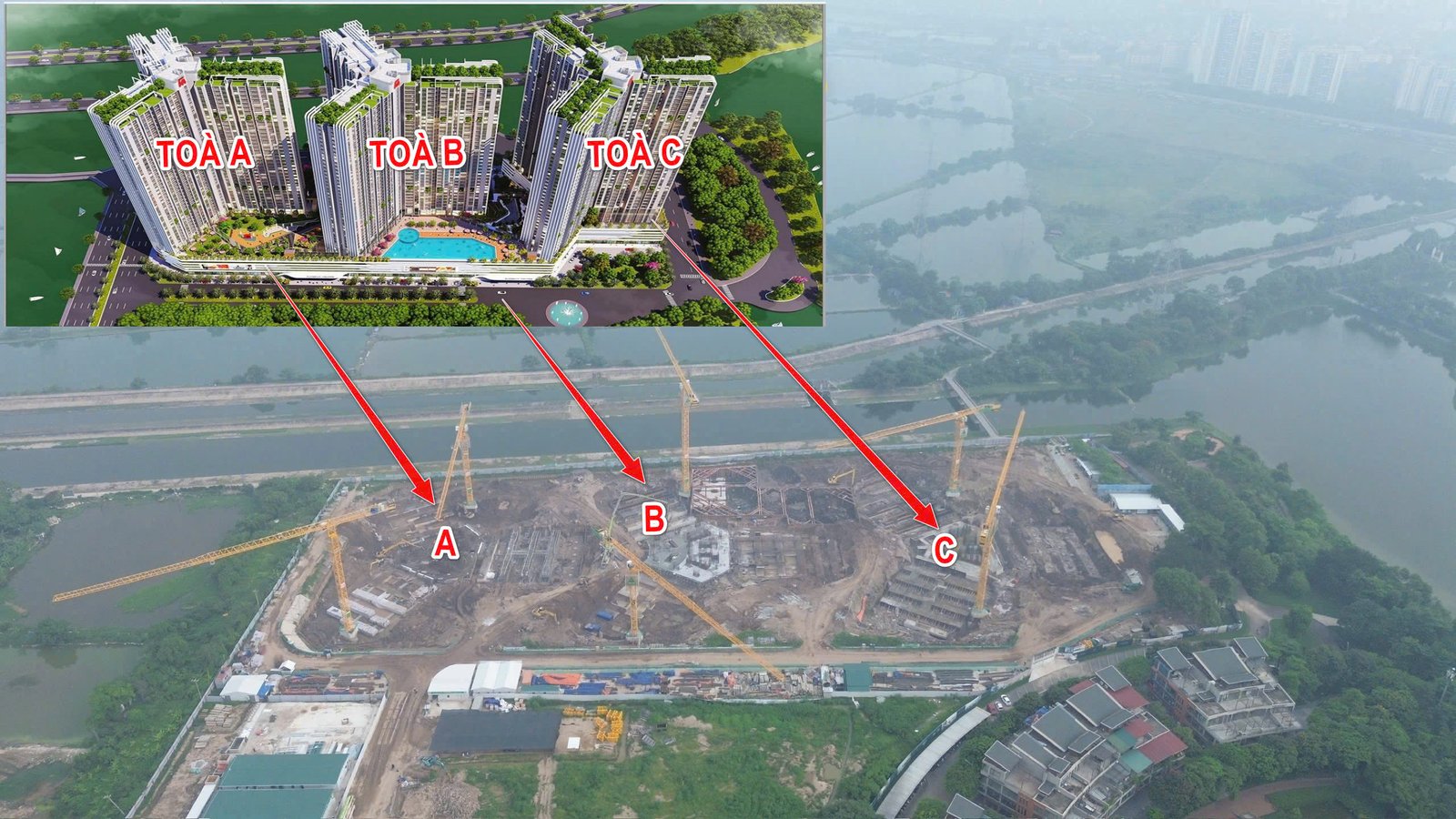 Toàn cảnh khu đô thị Gamuda Central Park HH2 – 3 tòa tháp 40 tầng tại Gamuda Yên Sở